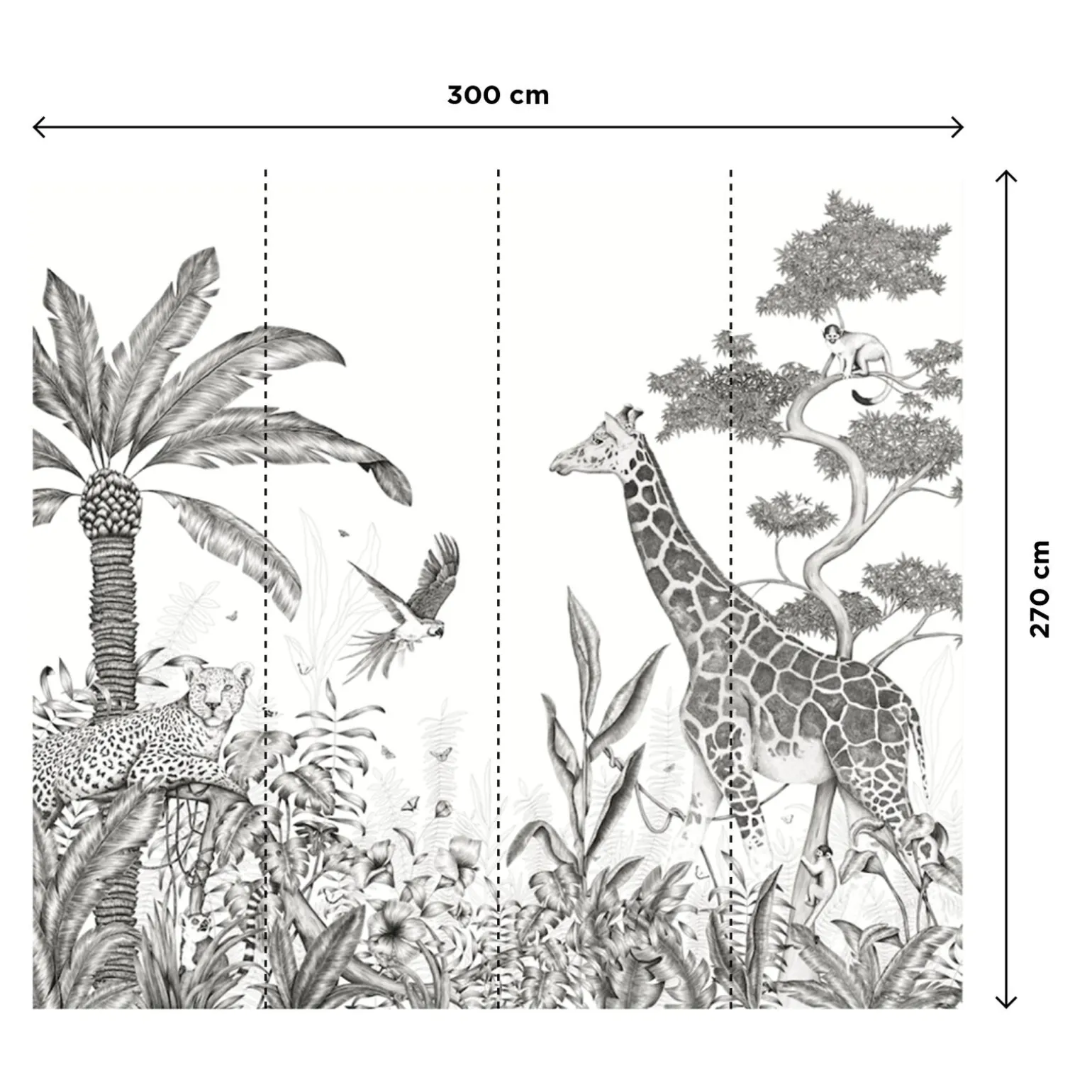 4MURS Papier peint panoramique XL BLACK JUNGLE 300 x 270 cm - 4MURS