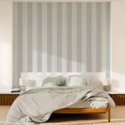 4MURS Papier peint vinyle PODIUM STRIPE bleu grisé et blanc - 4MURS