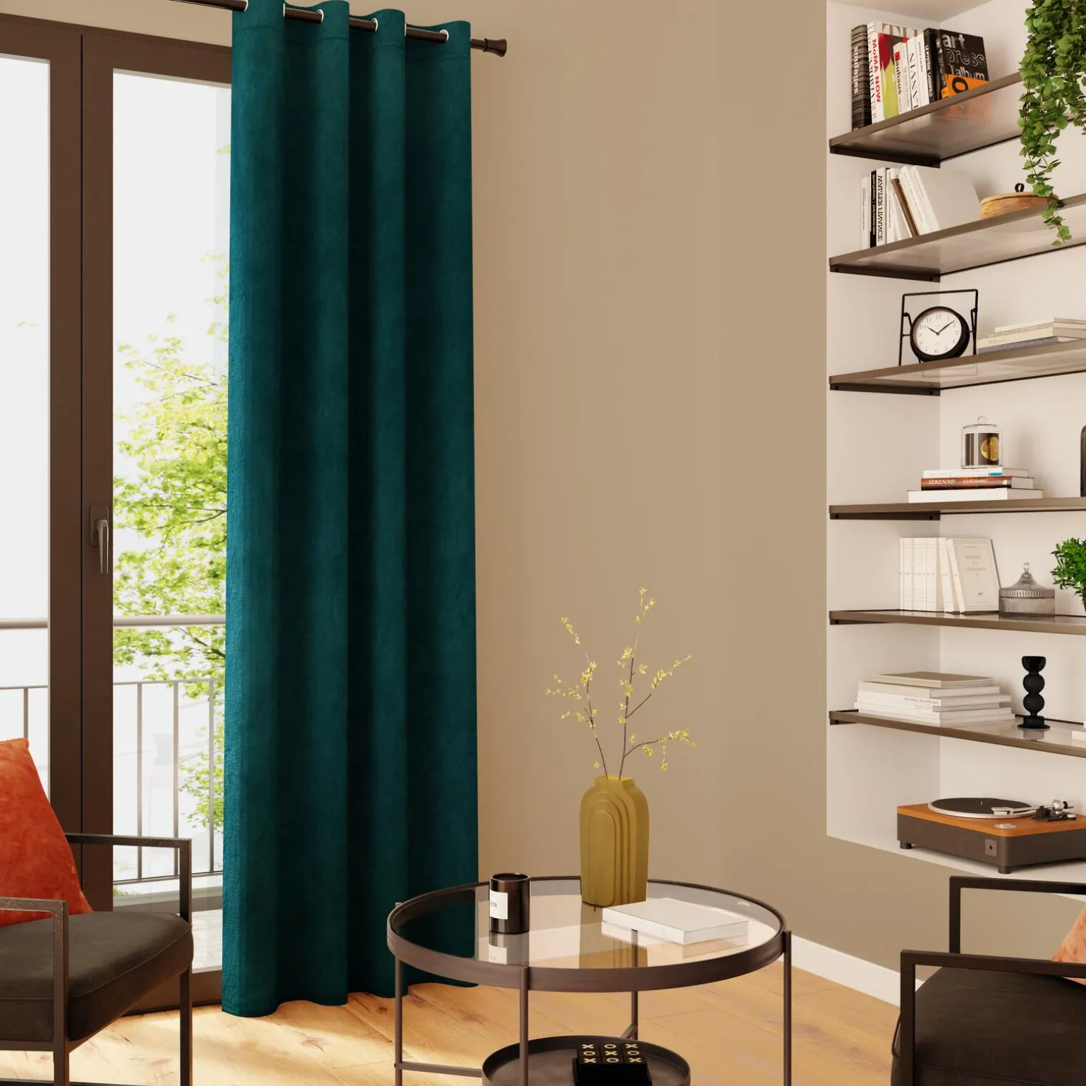 4MURS Rideau VELVET coloris bleu paon 140 x 260 cm - 4MURS