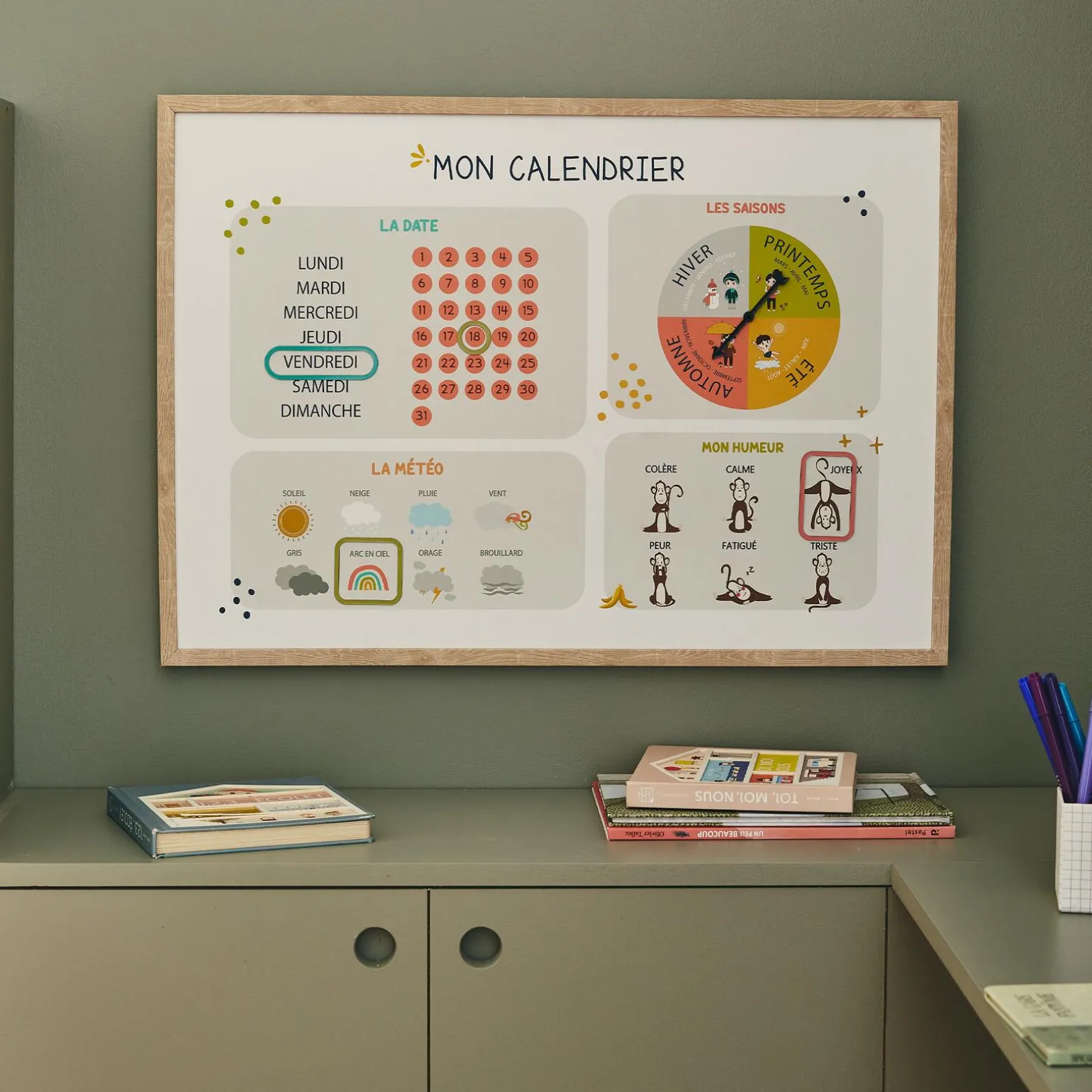 4MURS Tableau embelli MON CALENDRIER PERPÉTUEL multicolore - 4MURS
