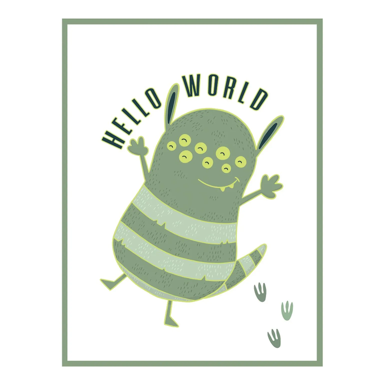 4MURS Toile embellie CUTE MONSTER 30 x 40 cm vert - 4MURS