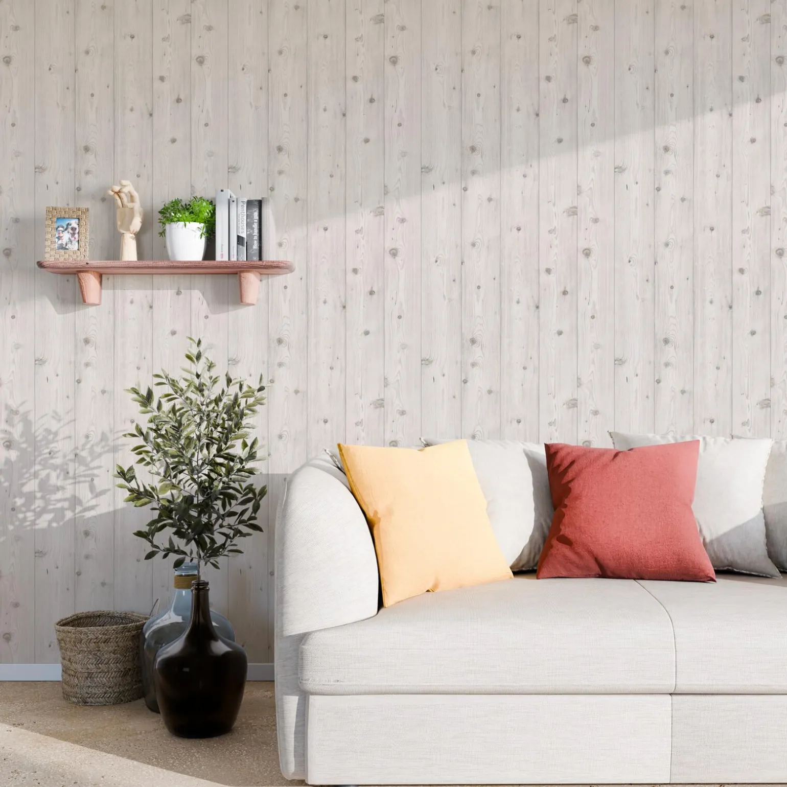 Papier peint BOARD coloris blanc grisé - 4MURS