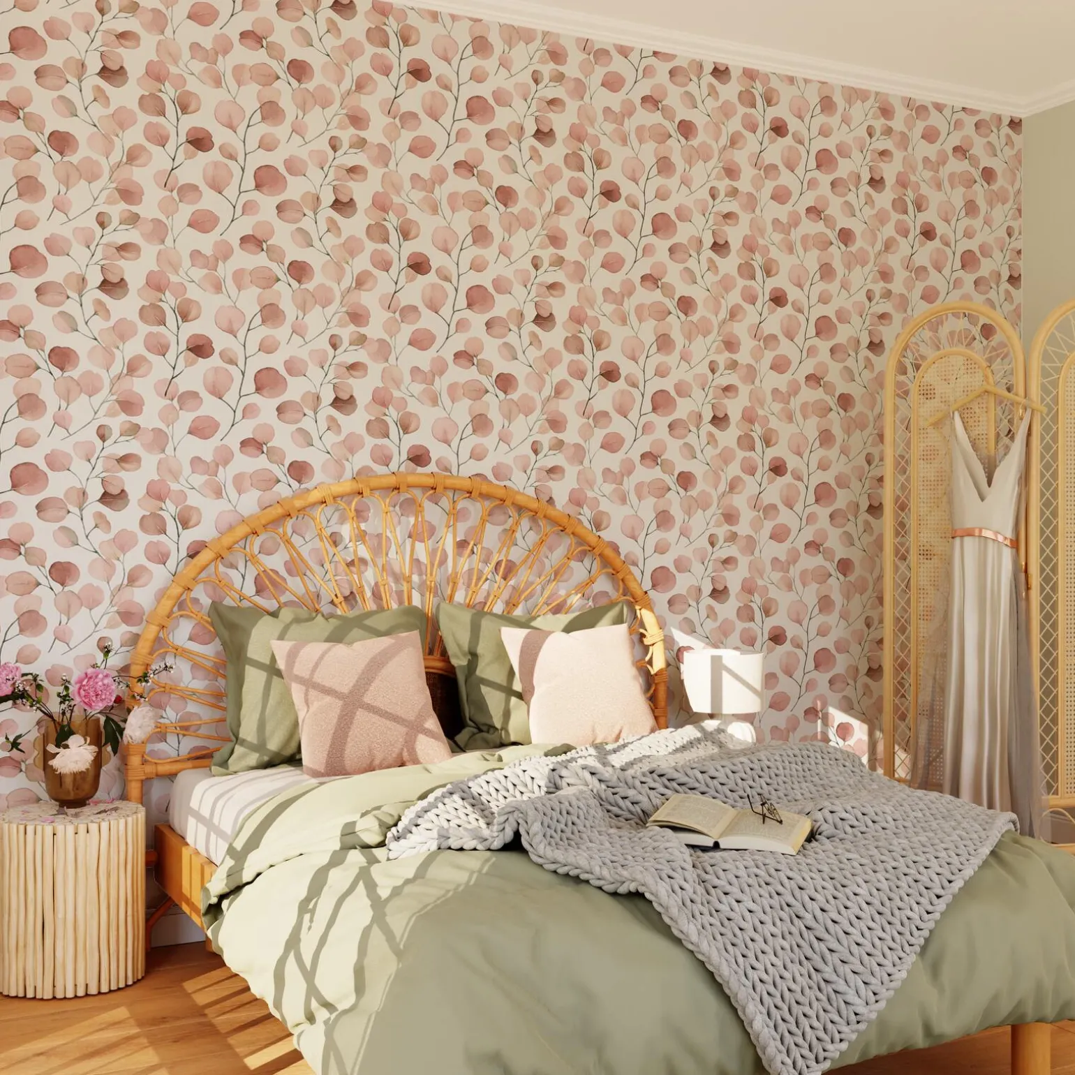 Papier peint intissé ADELIE coloris rose poudré - 4MURS
