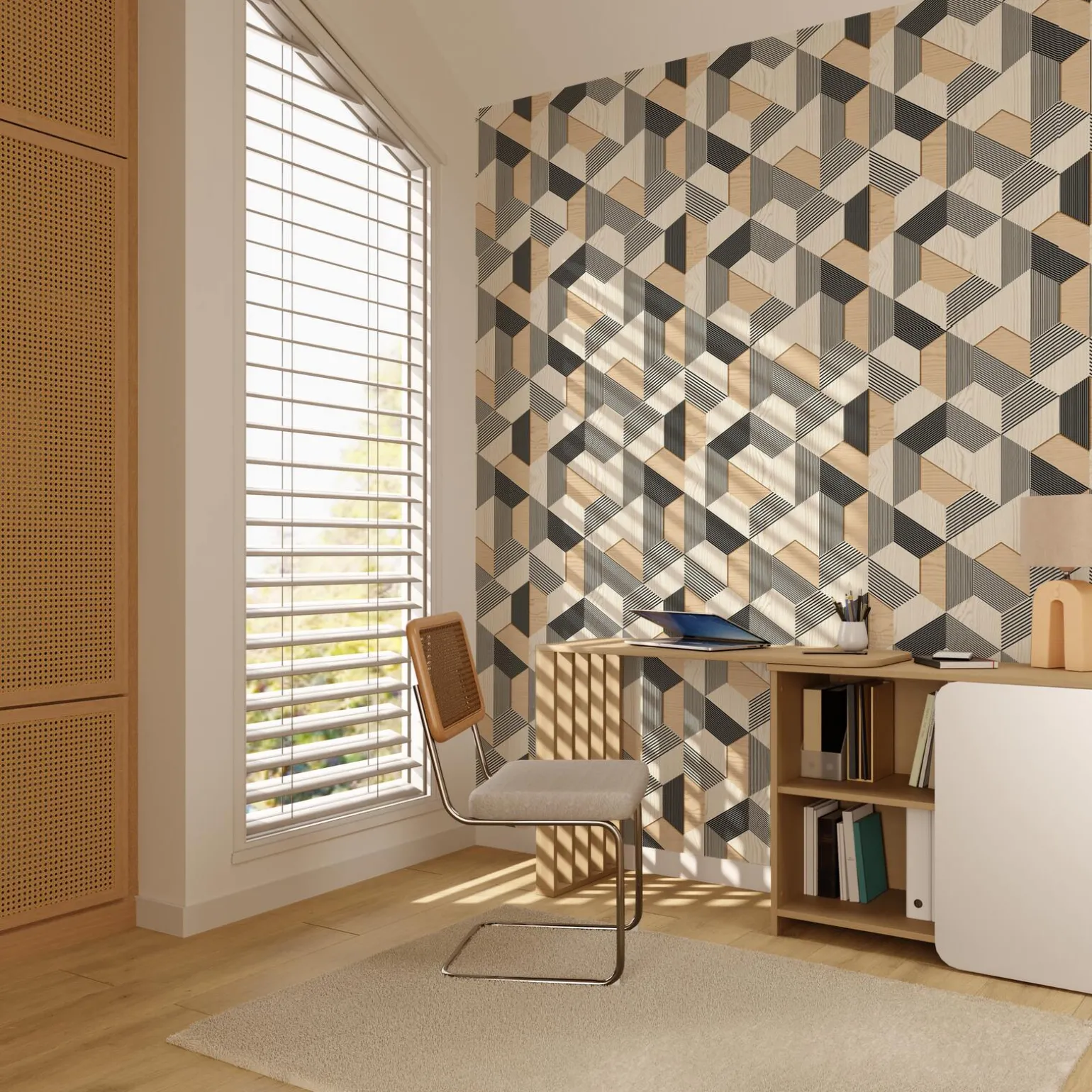 Papier peint intissé AKITO coloris ton bois - 4MURS