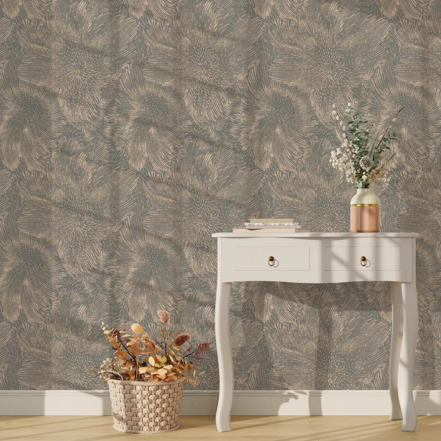 Papier peint intissé ARTIFICIO coloris gris foncé et doré - 4MURS