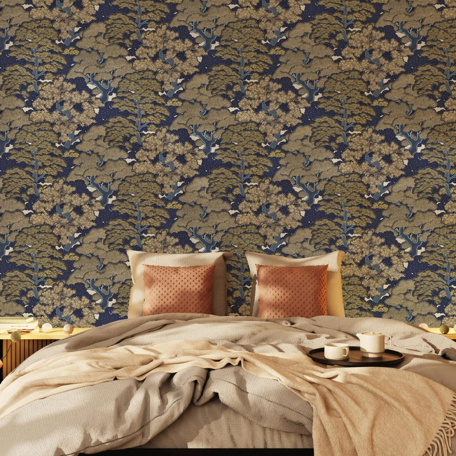 Papier peint intissé AYAKO coloris bleu nuit - 4MURS