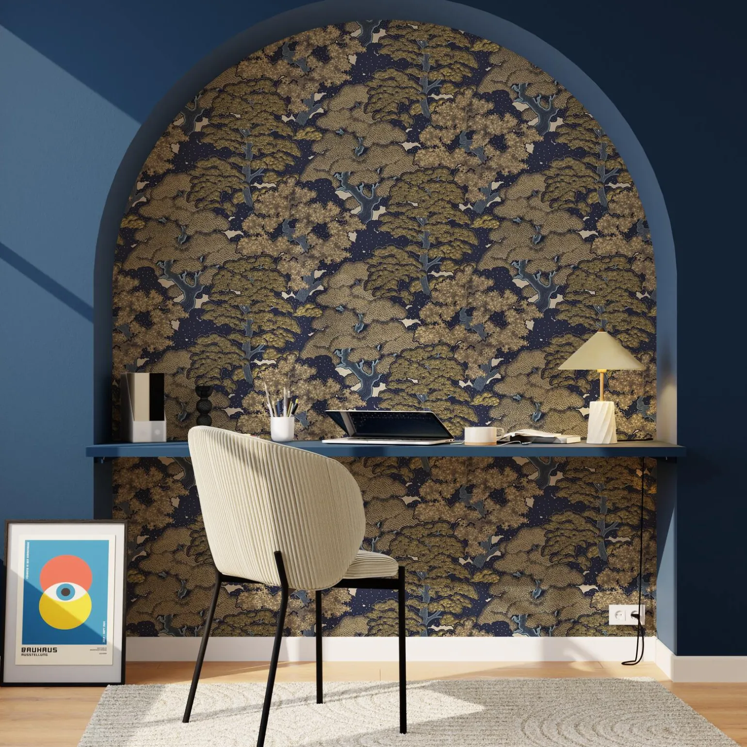 Papier peint intissé AYAKO coloris bleu nuit - 4MURS