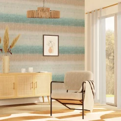 Papier peint intissé BAI SAO coloris bleu aqua - 4MURS