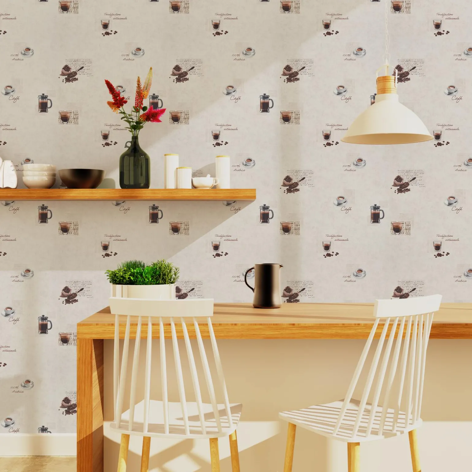 Papier peint intissé BARISTA coloris blanc cassé - 4MURS