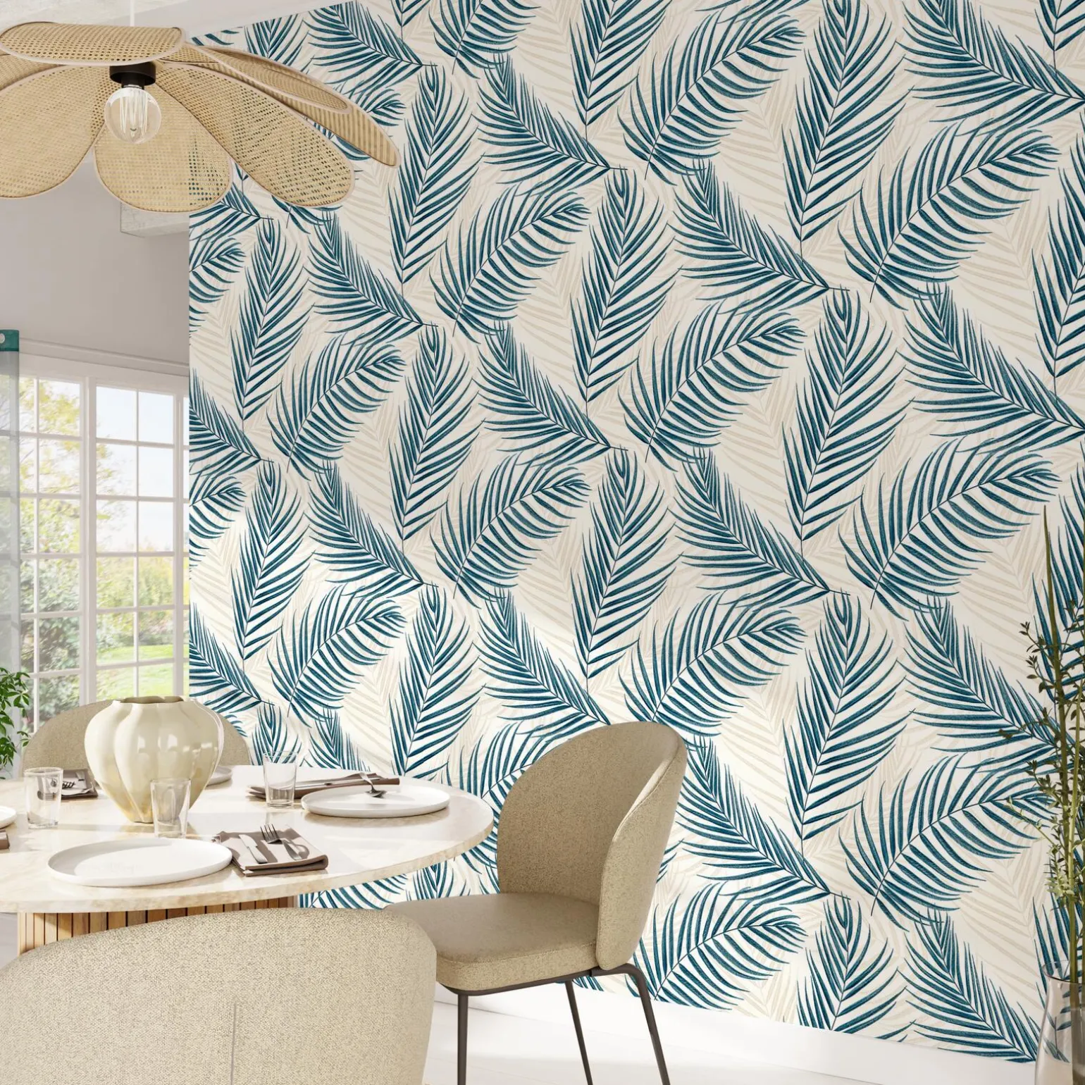 Papier peint intissé BERTILLE coloris bleu paon - 4MURS