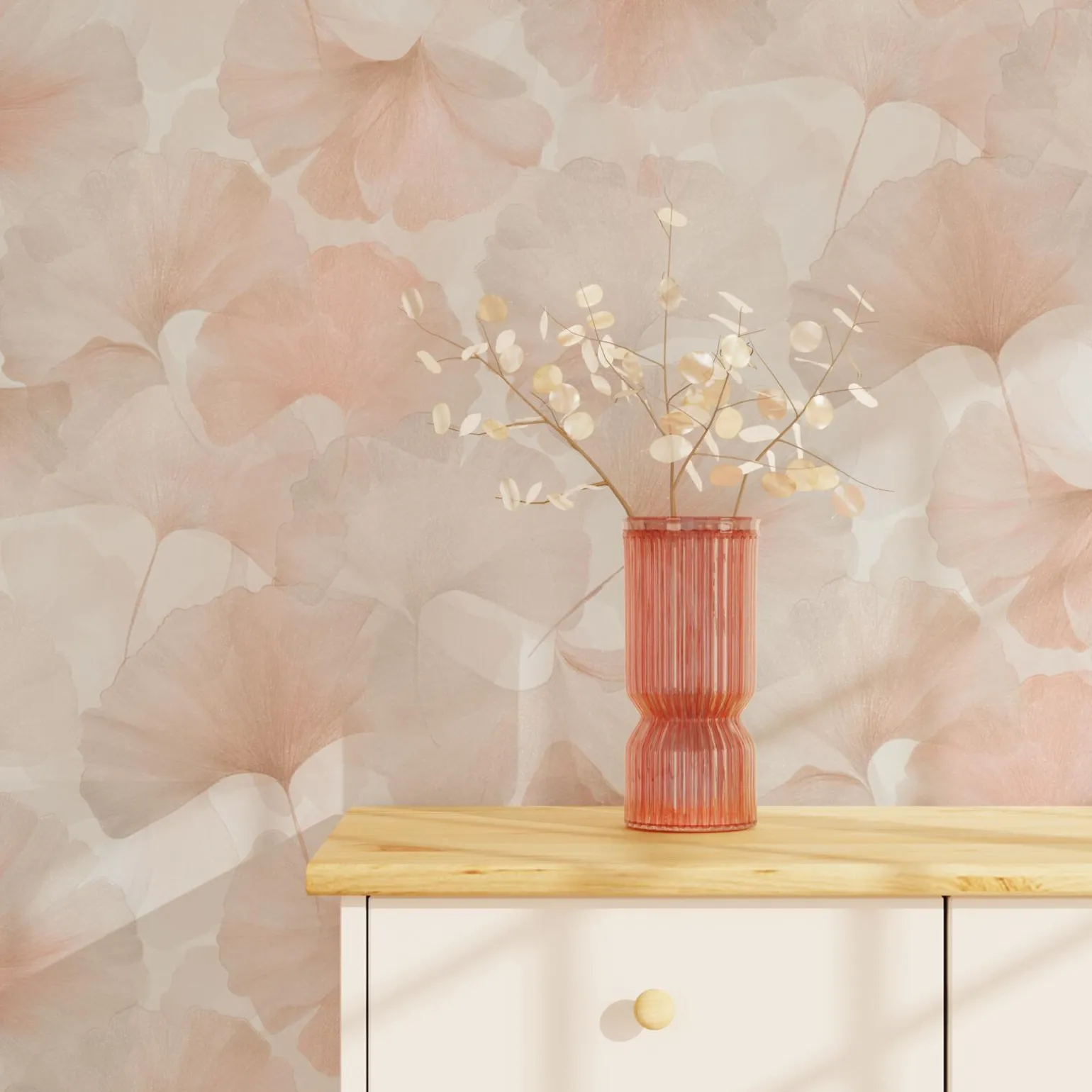 Papier peint intissé BILOBA coloris rose poudré - 4MURS