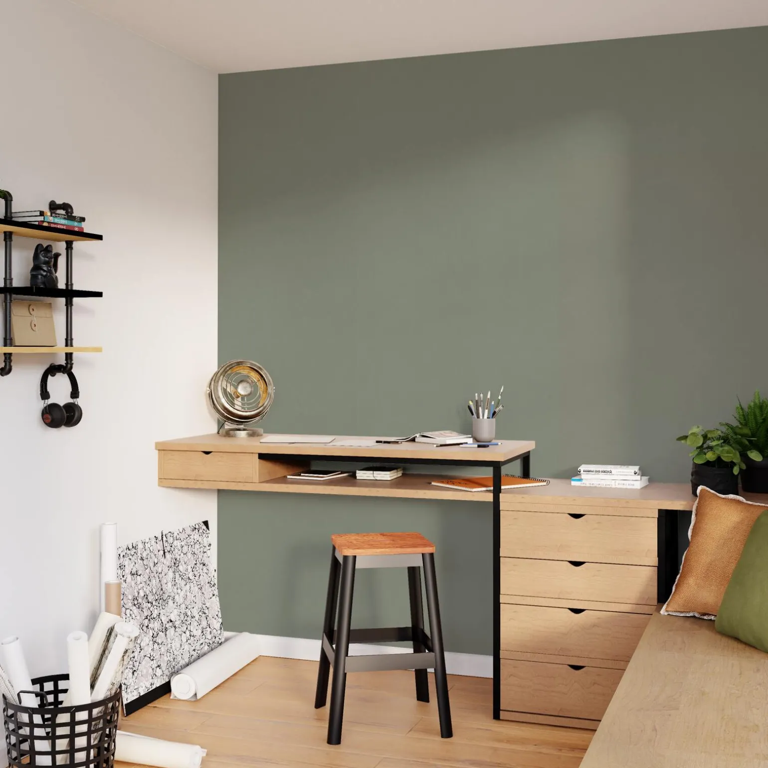 Papier peint intissé CLASSIC LINE coloris kaki - 4MURS