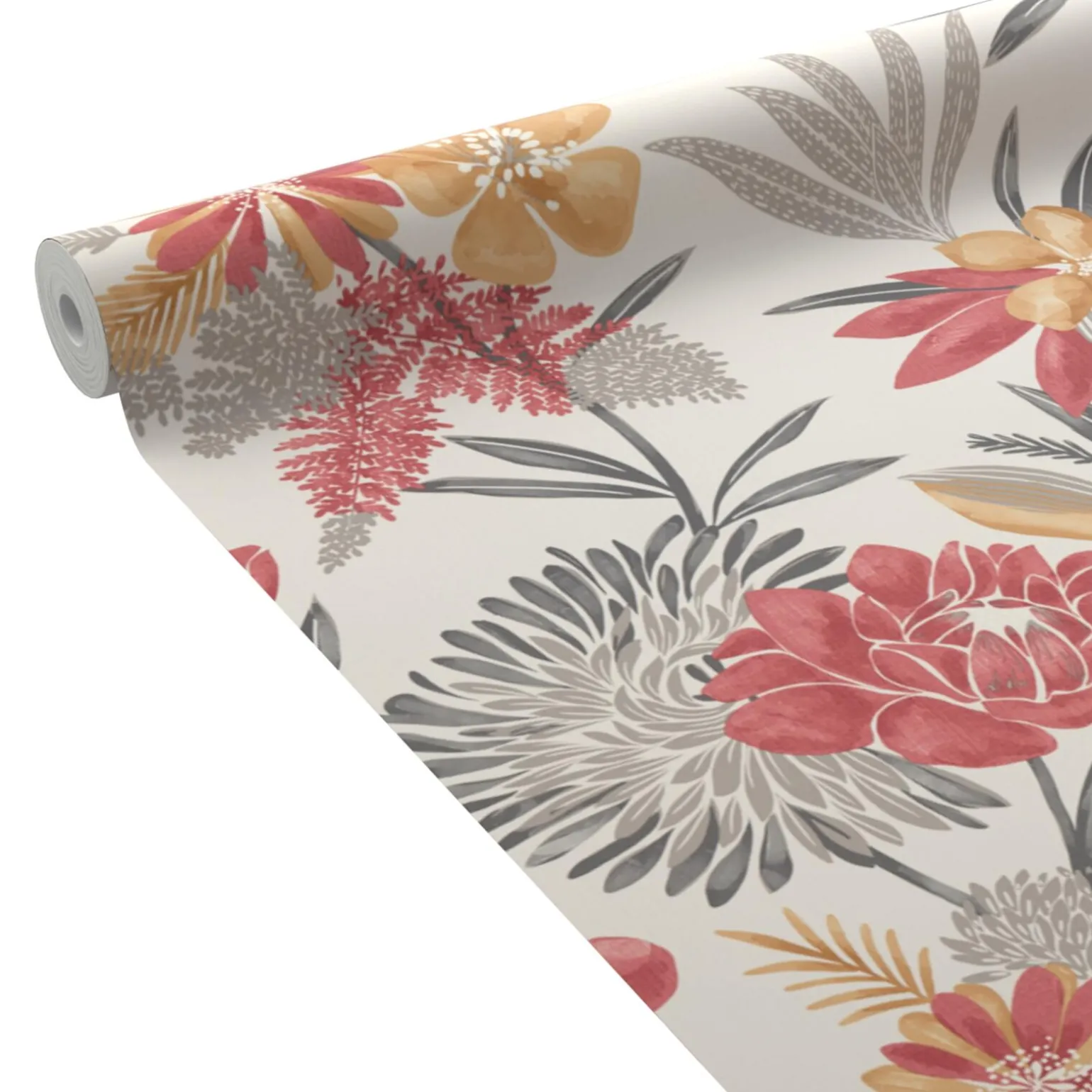 Papier peint intissé CLEOME coloris Blanc et rouge - 4MURS