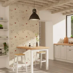 Papier peint intissé COCOTTE coloris blanc grisé - 4MURS