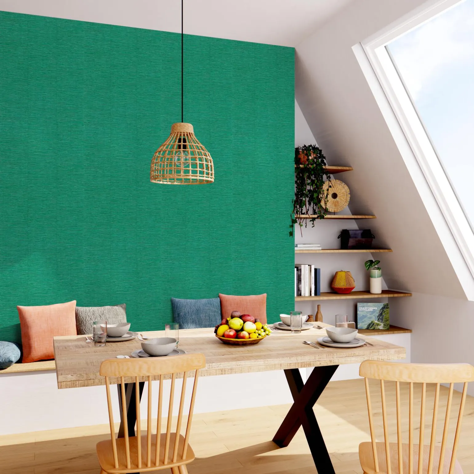 Papier peint intissé CURAÇAO coloris vert émeraude - 4MURS