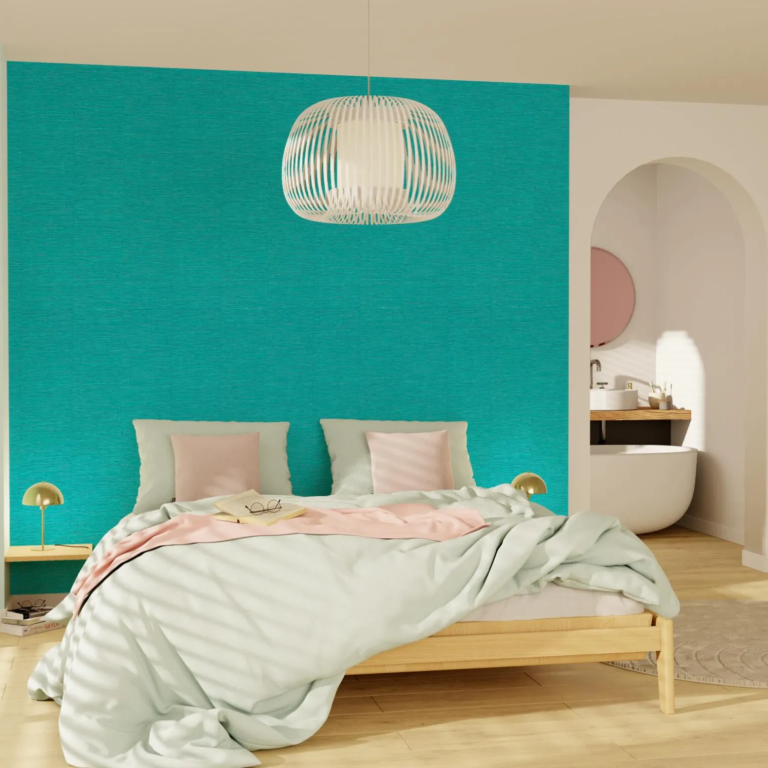 Papier peint intissé CURAÇAO coloris bleu turquoise - 4MURS