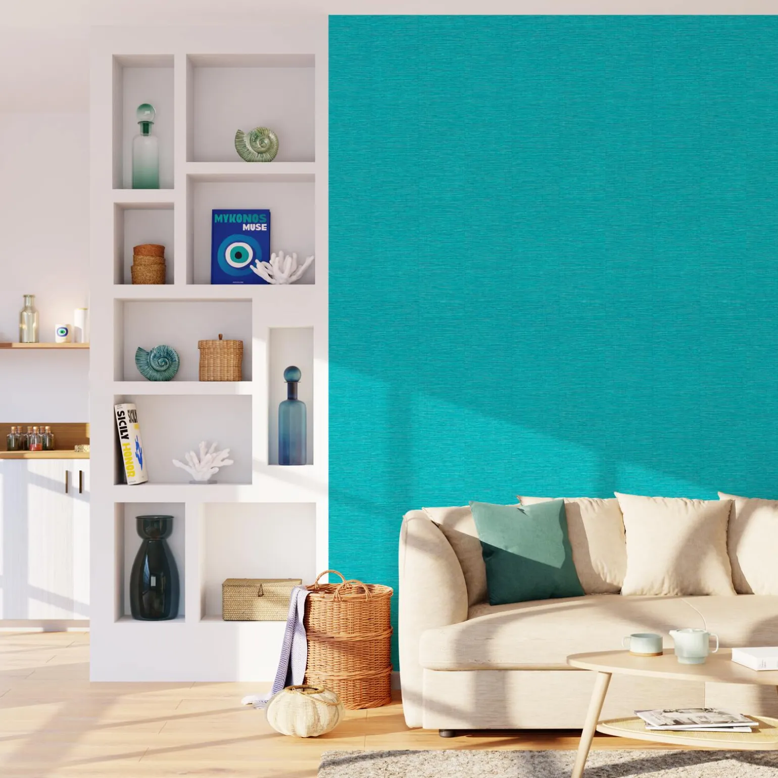Papier peint intissé CURAÇAO coloris bleu turquoise - 4MURS