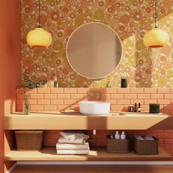 Papier peint intissé DONATILLE coloris Orange et vert - 4MURS