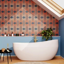 Papier peint intissé ELBÉE coloris rose et bleu - 4MURS