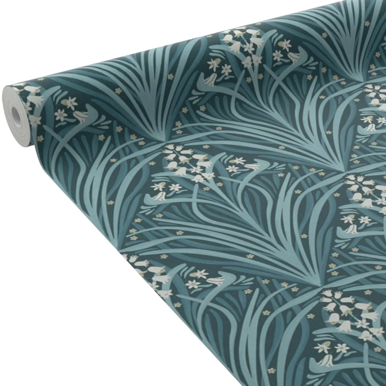 Papier peint intissé ELIZABETH coloris bleu paon - 4MURS