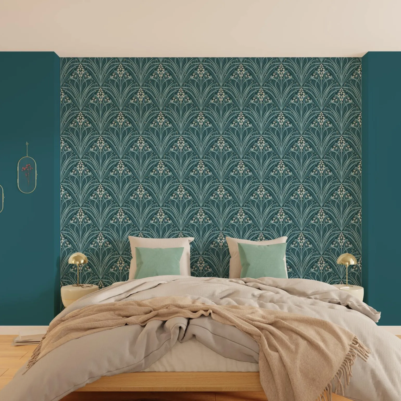 Papier peint intissé ELIZABETH coloris bleu paon - 4MURS