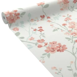 Papier peint intissé EMELIE coloris Rose et vert bleuté - 4MURS