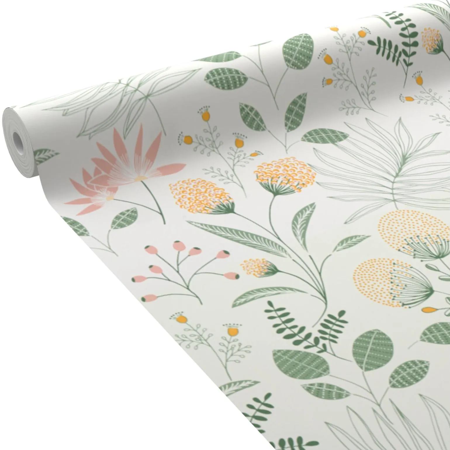 Papier peint intissé EVIE coloris vert et jaune d'or - 4MURS