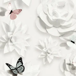 Papier peint intissé FAIRY FLOWER coloris blanc perlé - 4MURS