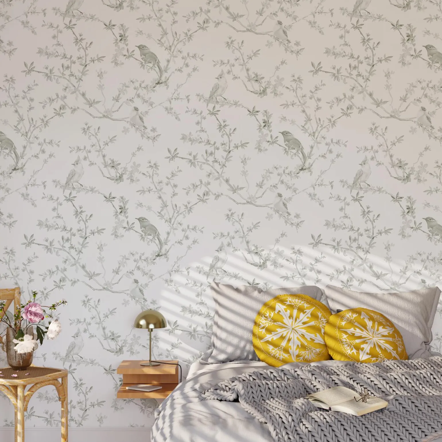 Papier peint intissé FAUSTINE coloris vert de gris - 4MURS