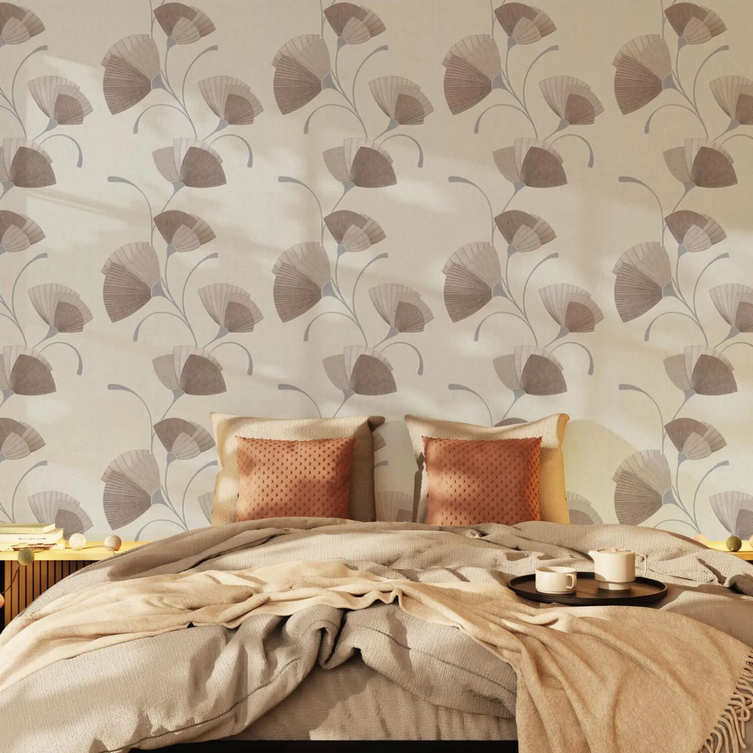 Papier peint intissé FLOWER EVENTAIL coloris blanc - 4MURS