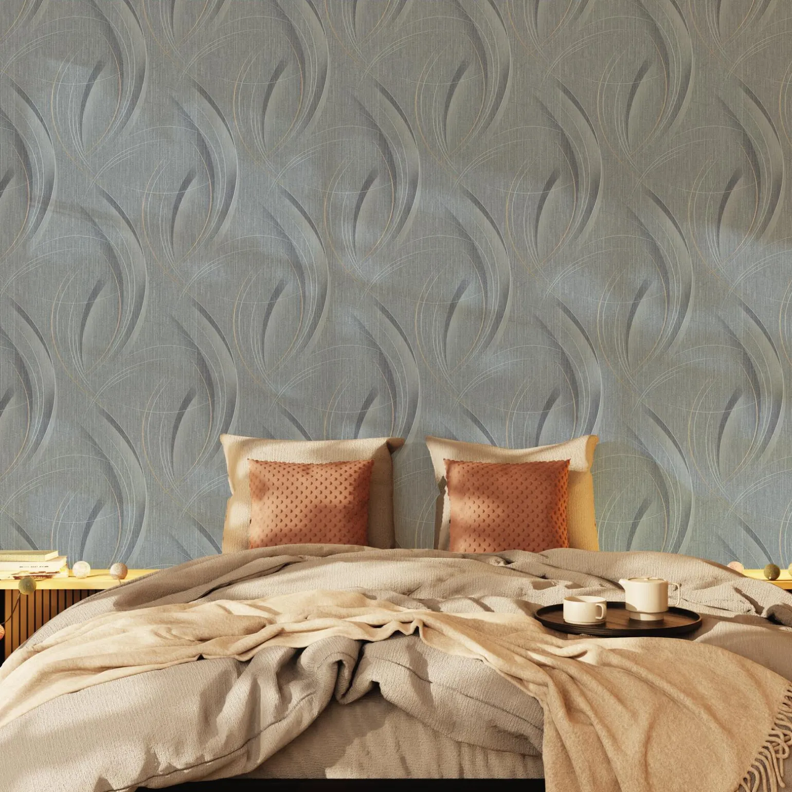 Papier peint intissé FRISSON coloris gris métallisé - 4MURS