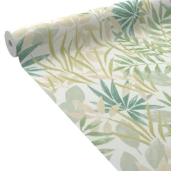 Papier peint intissé IVANNA coloris vert et beige rosé - 4MURS