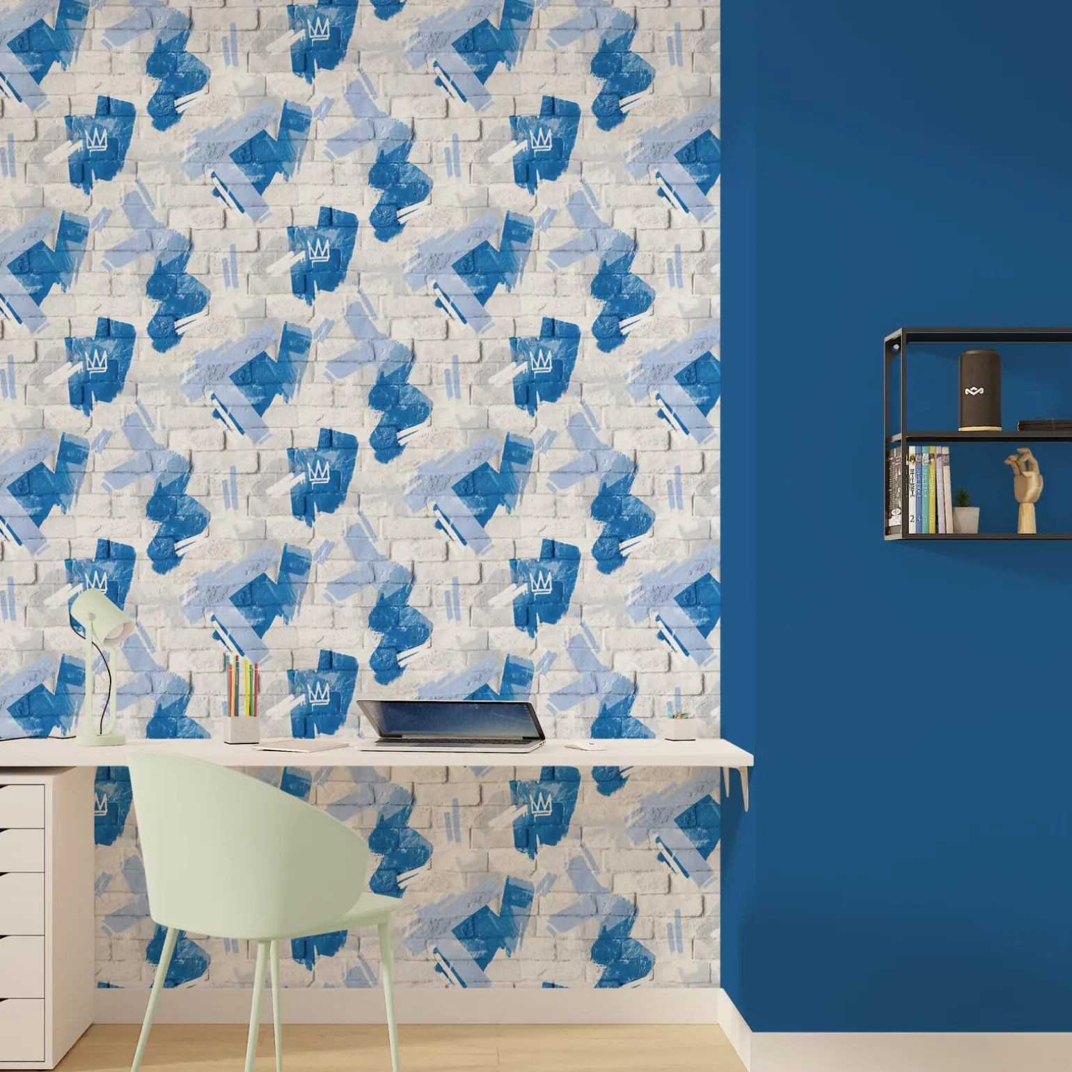Papier peint intissé LENOX coloris bleu jean - 4MURS