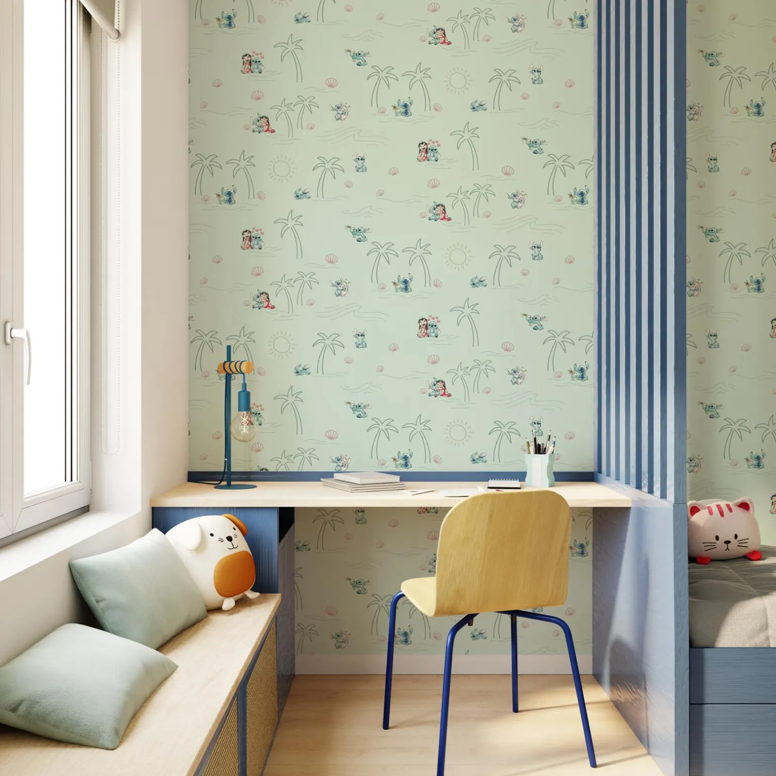 Papier peint intissé LILO&STITCH coloris bleu aqua - 4MURS
