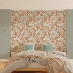Papier peint intissé LYSIA coloris beige et rose orangé - 4MURS