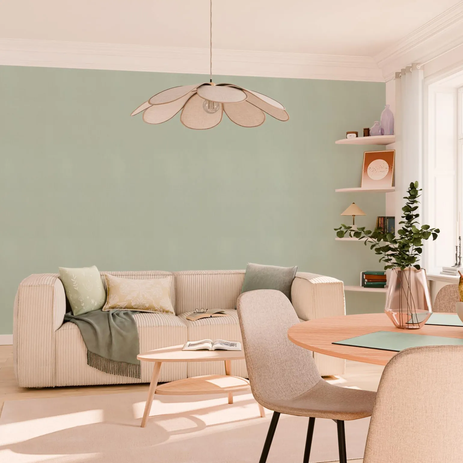 Papier peint intissé MALYA coloris vert de gris - 4MURS