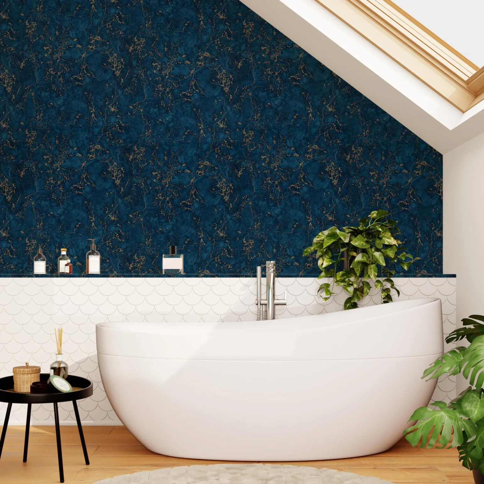 Papier peint intissé MARBRE IMPERIAL coloris bleu marine - 4MURS