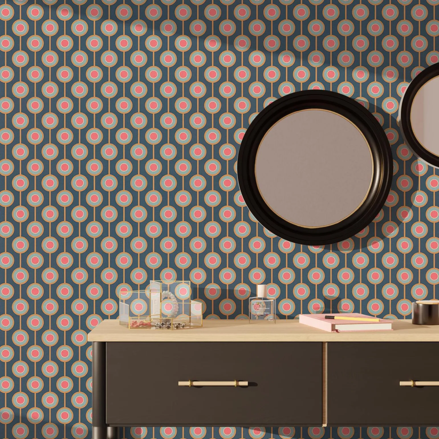 Papier peint intissé MILIAS coloris bleu foncé et rose - 4MURS