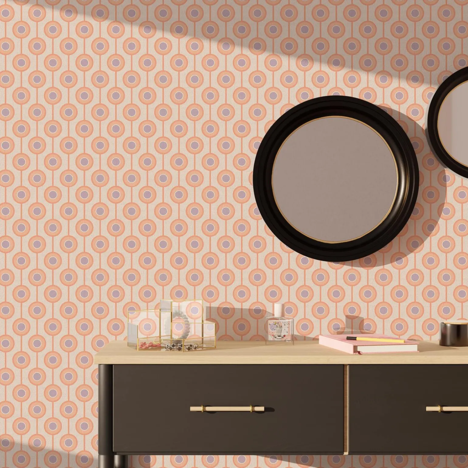 Papier peint intissé MILIAS coloris rose orangé et mauve - 4MURS