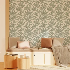 Papier peint intissé NOÉMIE coloris vert de gris - 4MURS