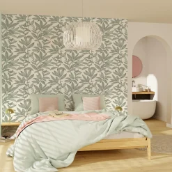 Papier peint intissé NOÉMIE coloris vert de gris - 4MURS