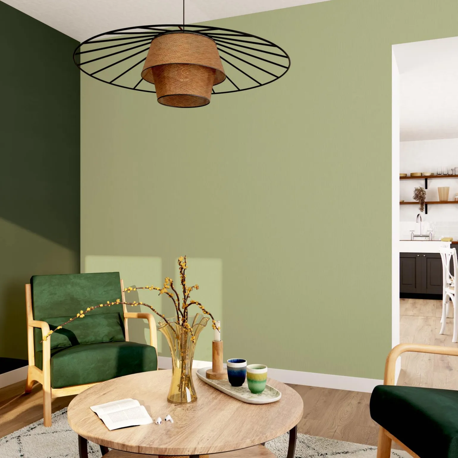 Papier peint intissé NUNCA coloris vert amande - 4MURS