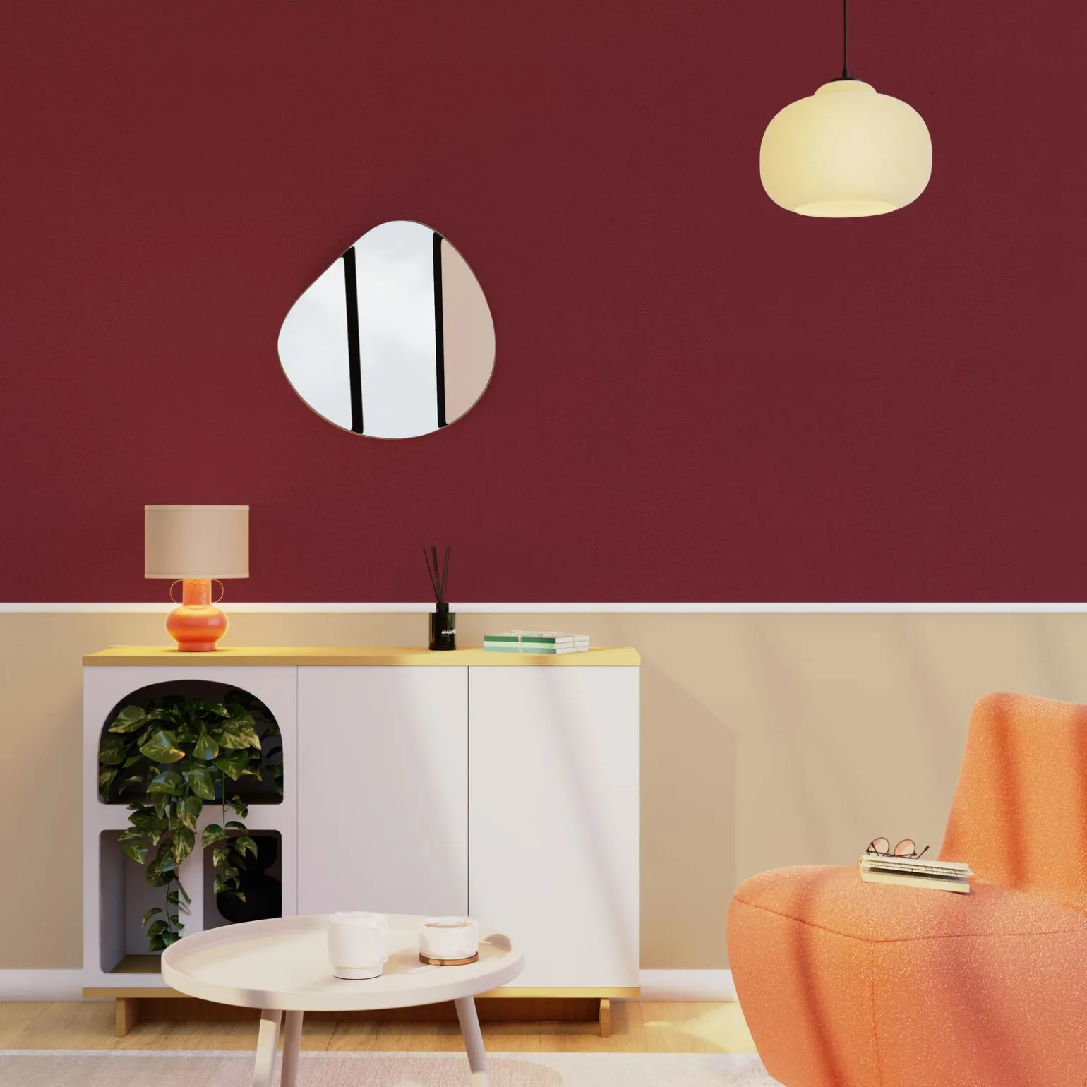 Papier peint intissé OPAL coloris marsala - 4MURS