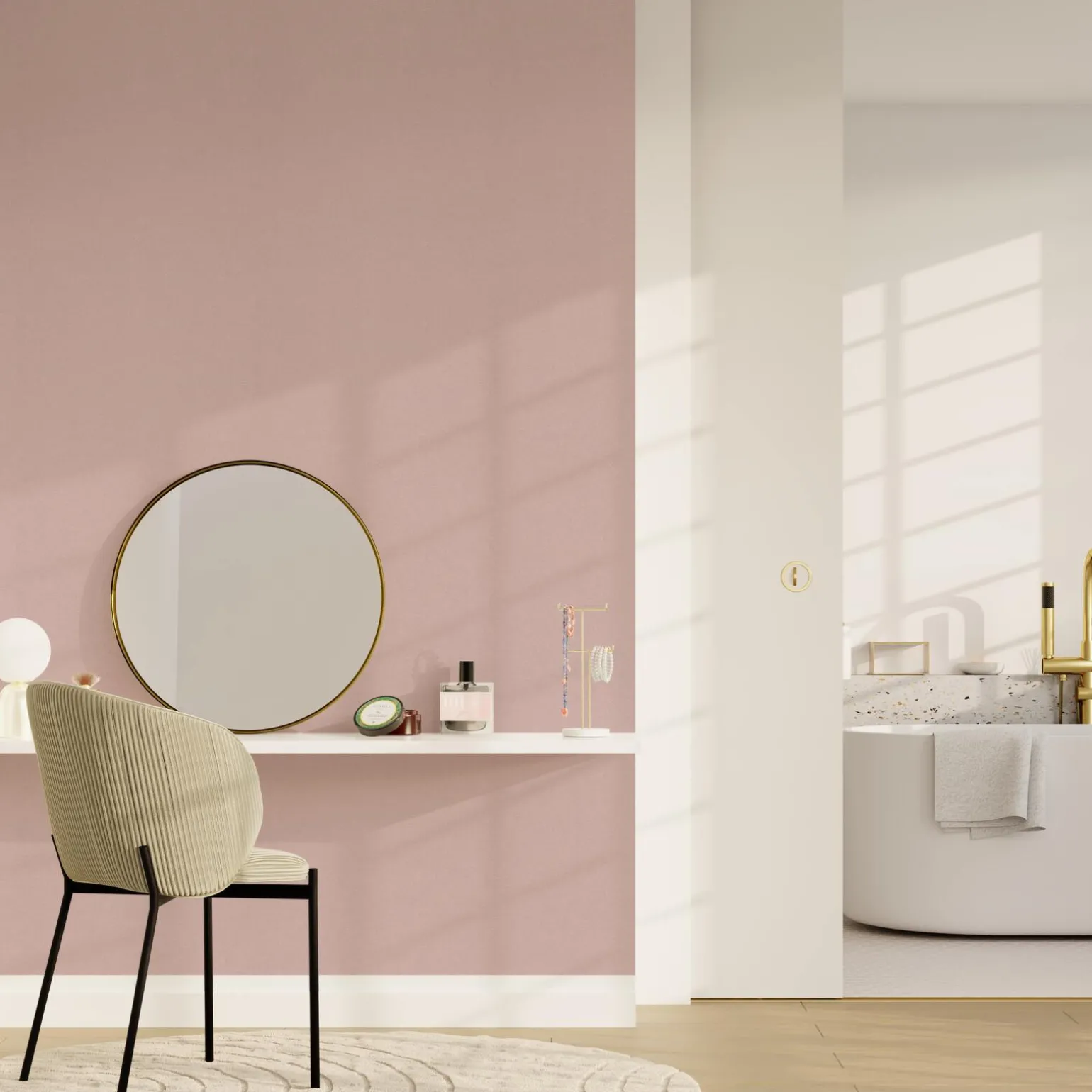 Papier peint intissé PALAZZO coloris rose poudré - 4MURS