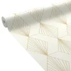 Papier peint intissé pré-encollé ORIANE blanc et doré - 4MURS