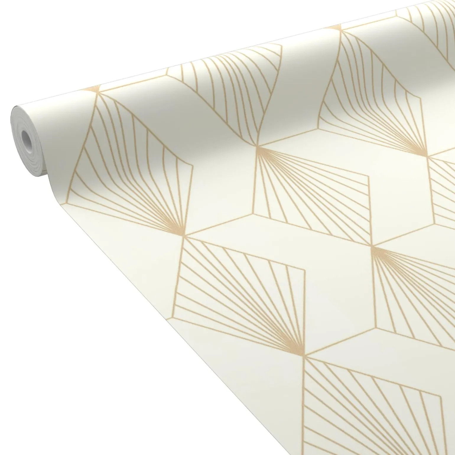 Papier peint intissé pré-encollé ORIANE blanc et doré - 4MURS