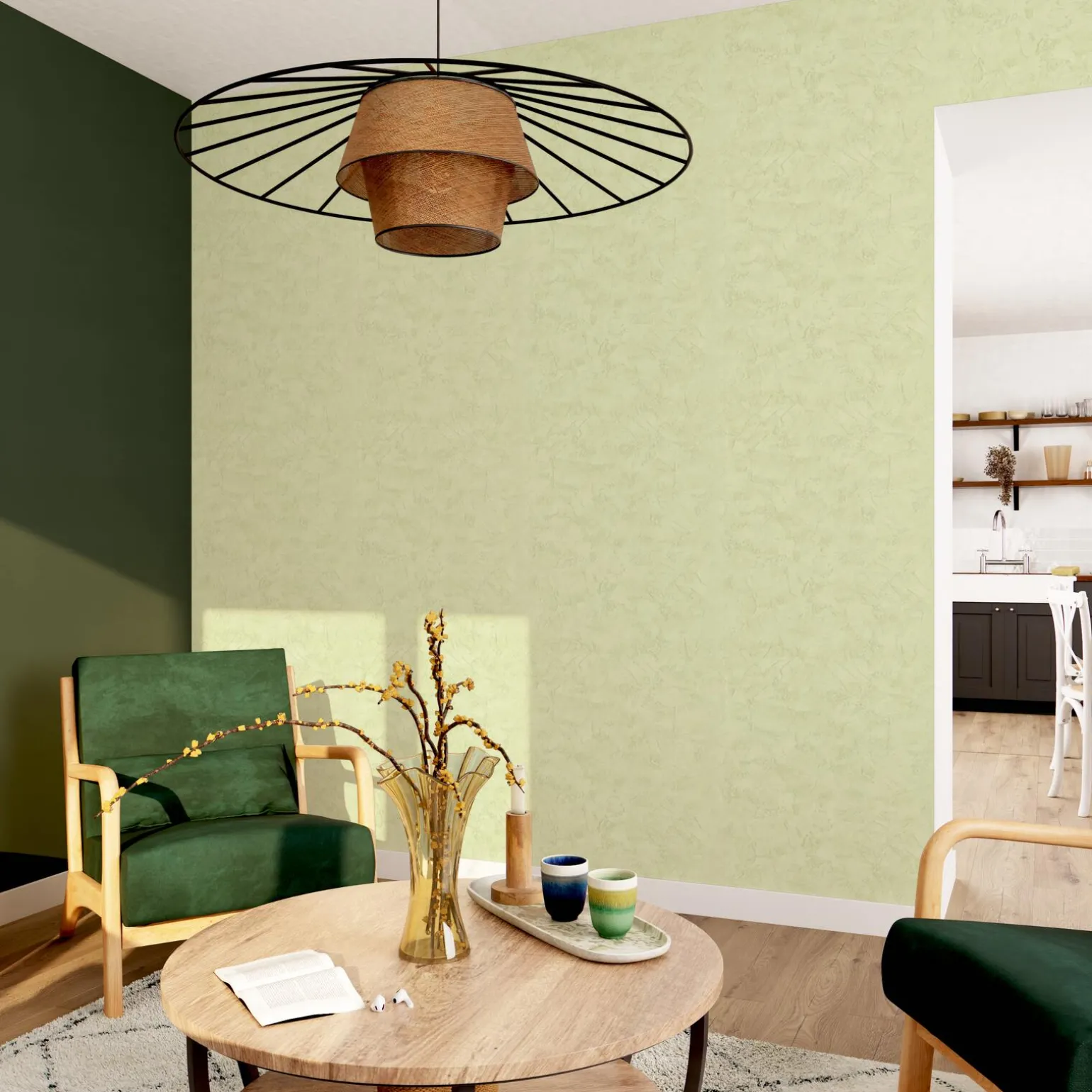 Papier peint intissé RAVENNE coloris vert amande - 4MURS