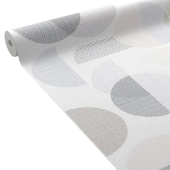 Papier peint intissé RING coloris blanc et gris - 4MURS