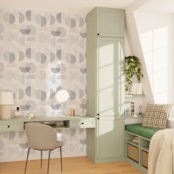 Papier peint intissé RING coloris blanc et gris - 4MURS