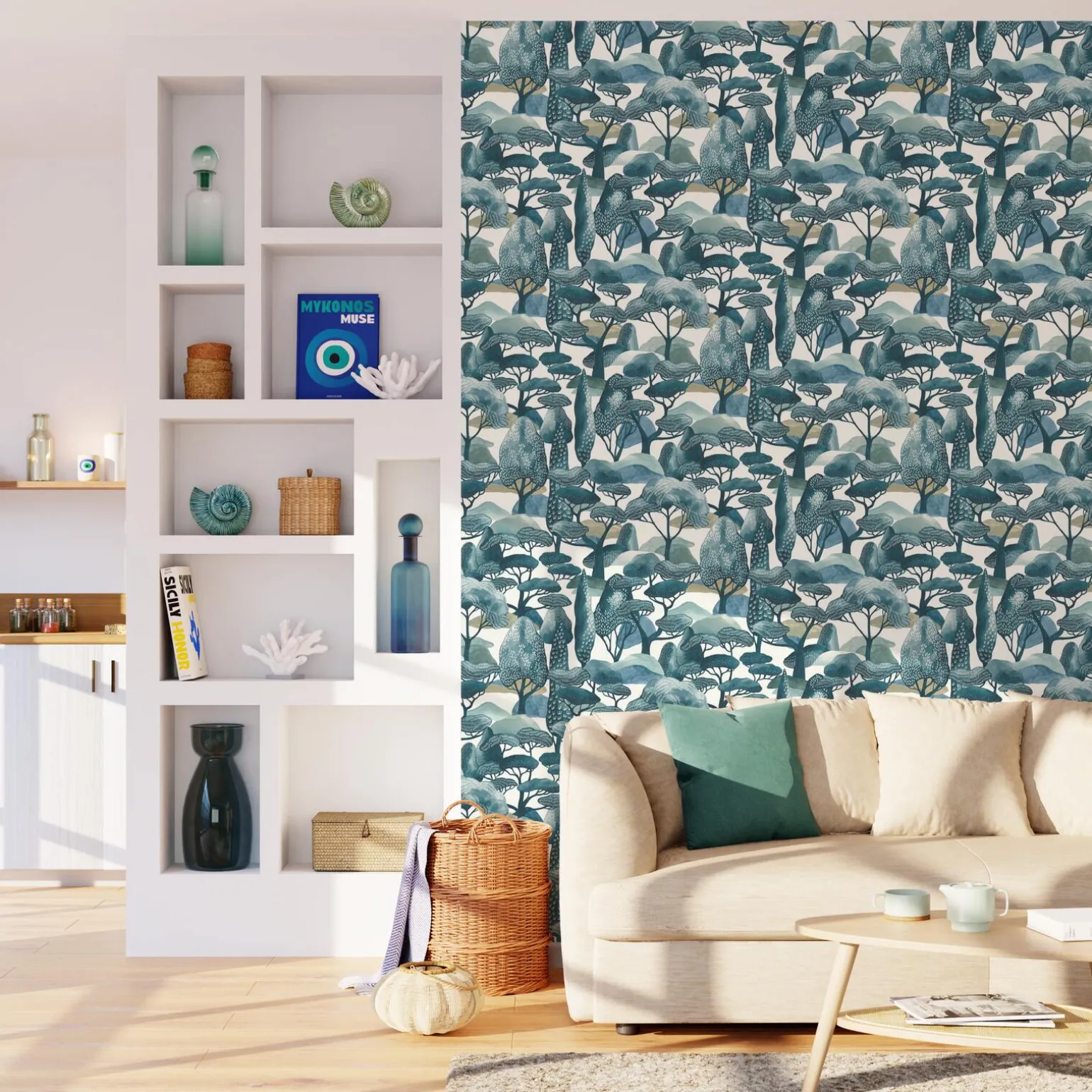 Papier peint intissé SANARY coloris bleu vert - 4MURS